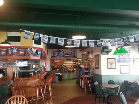 The Village Inn Restaurant decorated for Pond Hockey